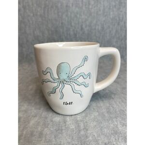 Rae Dunn Collection Octopus Mug‎ Cephalopod 2-Sided Sealife Coastal Beach 16 oz.